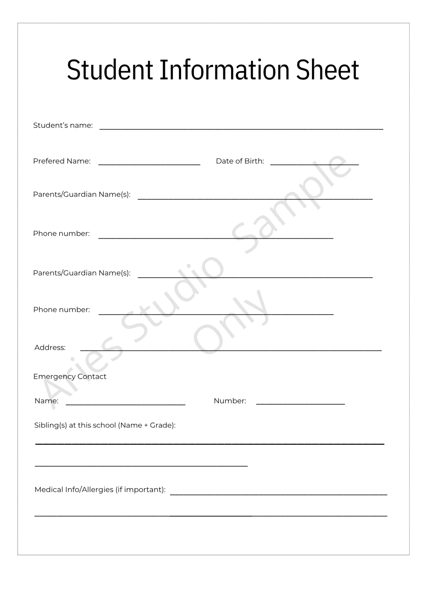 Aries Homework Diary – Sample Preview